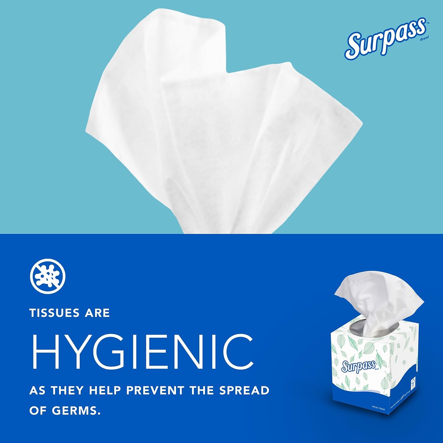 Premium 2-Ply Surpass 21320 Facial Tissues - 110 Sheets per Pop-Up Box, 36 Boxes per Carton | Soft & Strong for Home, Office & Travel Use