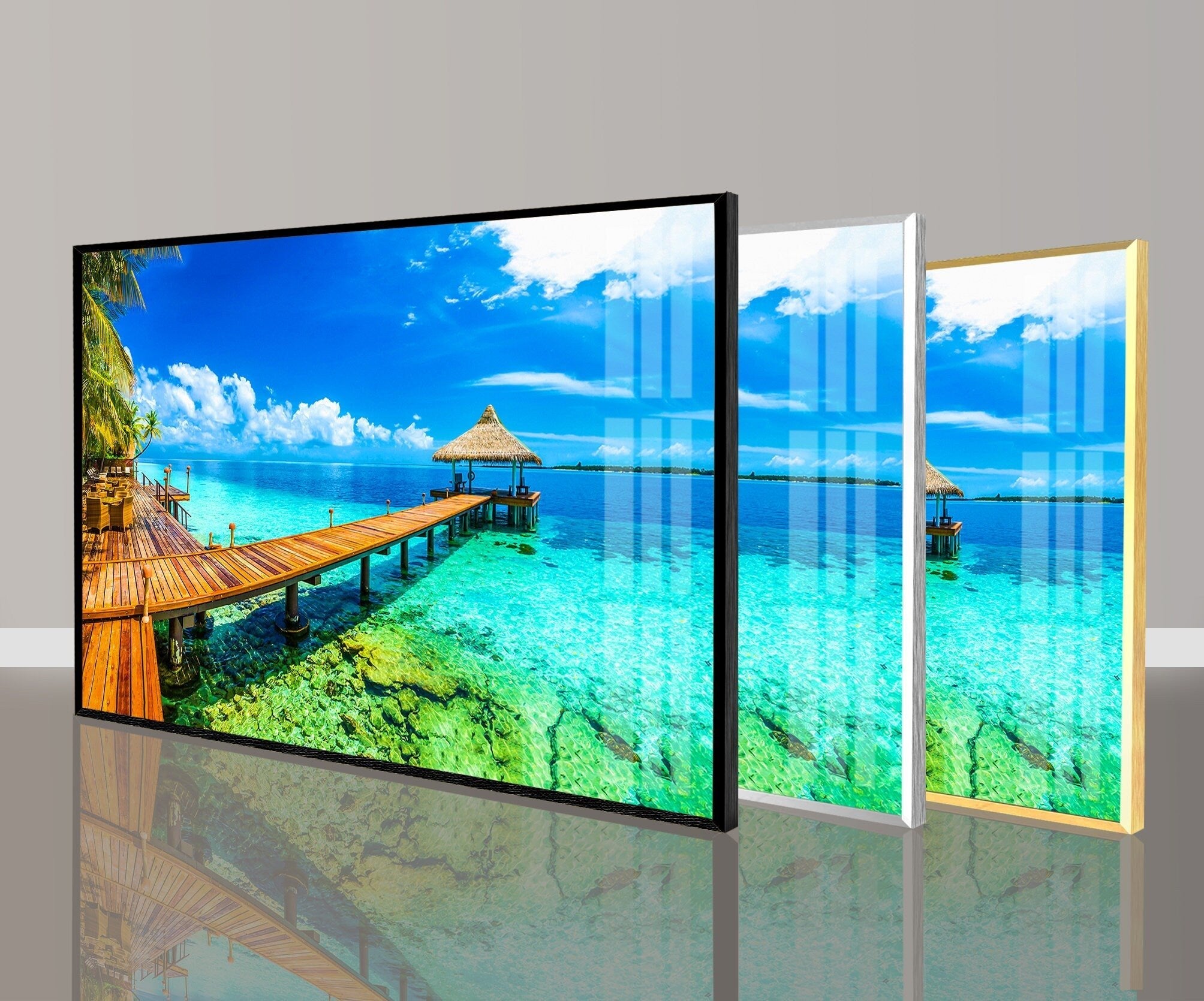 Stunning Tropical Island Glass Wall Art - Handmade Beach Decor for Living Room, Bedroom & Office - Perfect Coastal Home Accent