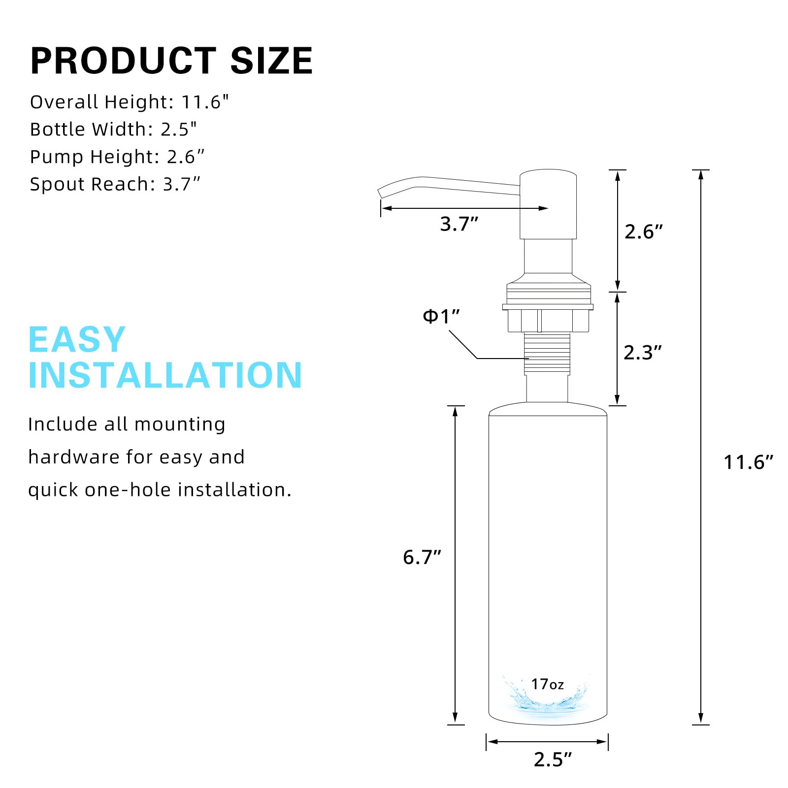 Fapully Matte Black LED Kitchen Faucet with Deck Plate & Soap Dispenser - Modern Touchless Water-Saving Faucet for Home Kitchen & Bar Sink
