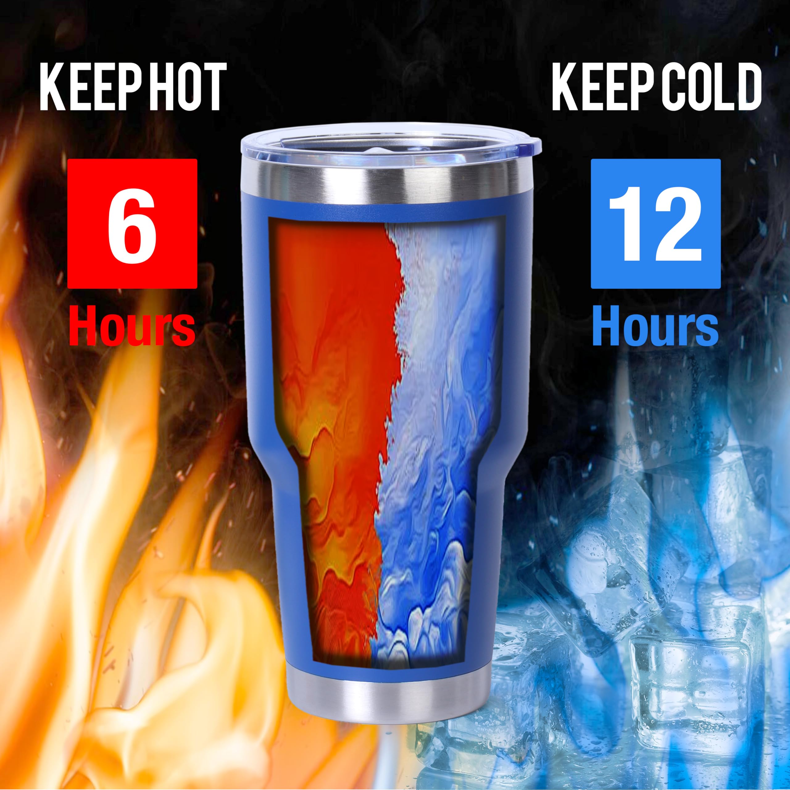 30 Oz. Stainless Steel Tumbler with Powder Coating - Insulated Travel Mug for Hot & Cold Drinks - Durable Leak-Proof Cup for Office, Gym, Camping & Outdoor Activities - Royal Blue