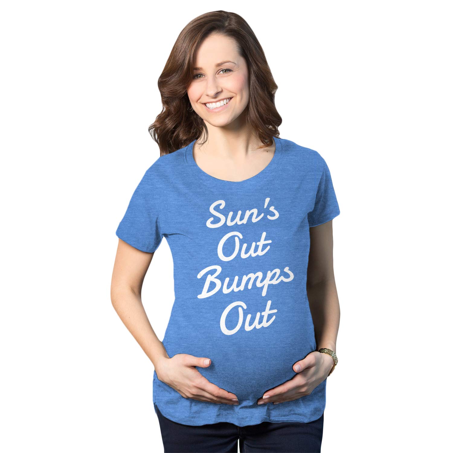 Funny Maternity T-Shirt - Suns Out Bumps Out Pregnancy Tee for Summer | Cute Maternity Outfit for Beach, Pool & Bump Photos