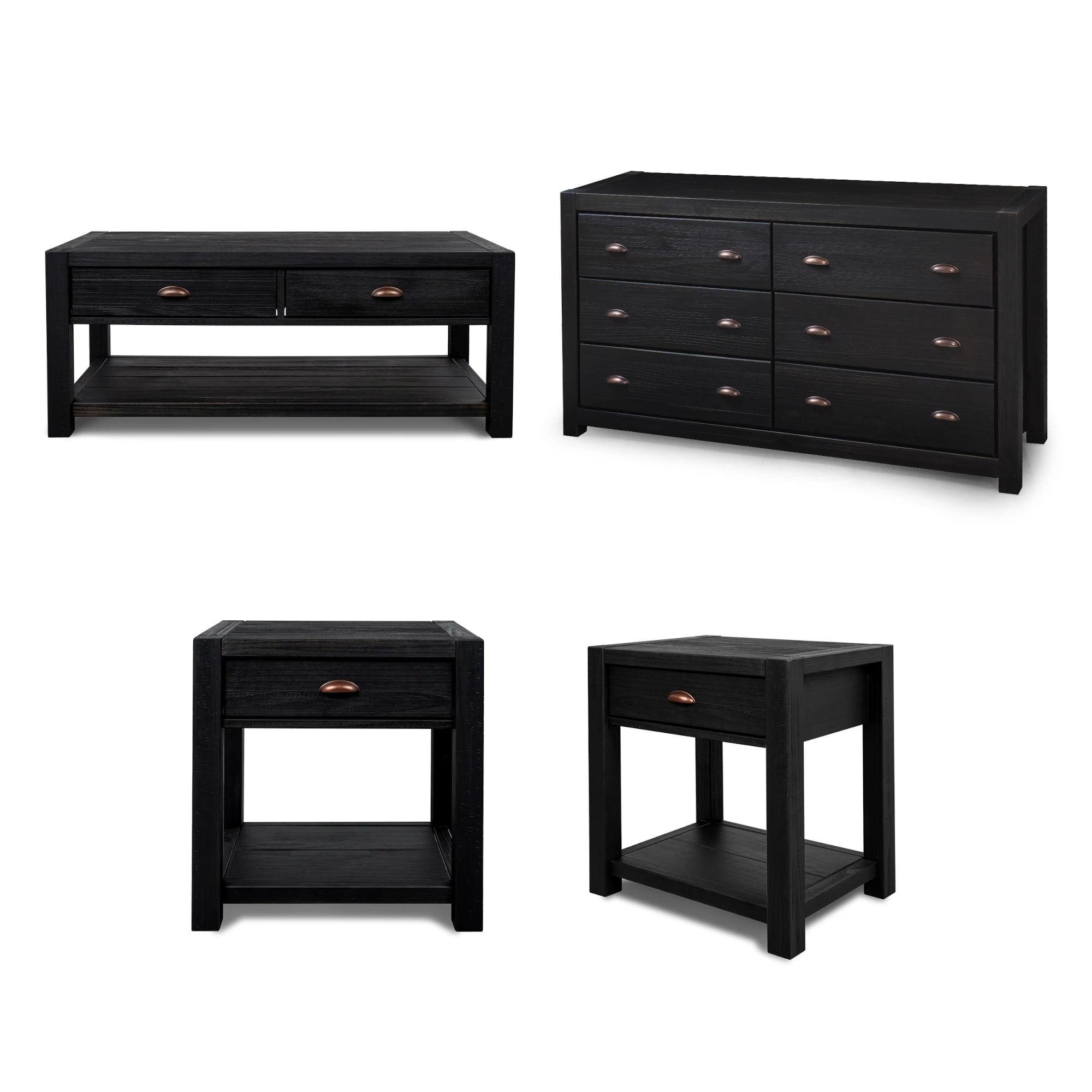 Montauk 4-Piece Living Room Furniture Set - Sofa, Loveseat, Coffee Table & Side Table - Modern Home Decor for Small Spaces & Apartments