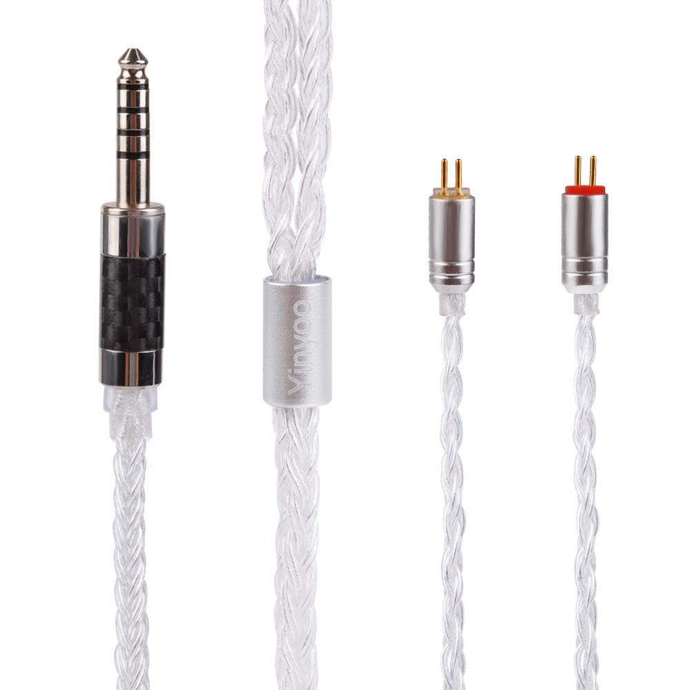 Yinyoo 16 Core Silver Plated Upgrade Cable for IEMs - 2.5mm/3.5mm/4.4mm Balanced & Unbalanced - Compatible with MMCX/2PIN/QDC Connectors - Perfect for Audiophiles, Musicians & Studio Monitoring