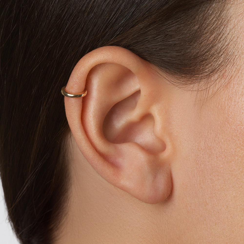 10k Gold Plain Bar Single Ear Cuff - Minimalist Ear Cuff Jewelry for Women - Perfect for Everyday Wear, Parties & Special Occasions