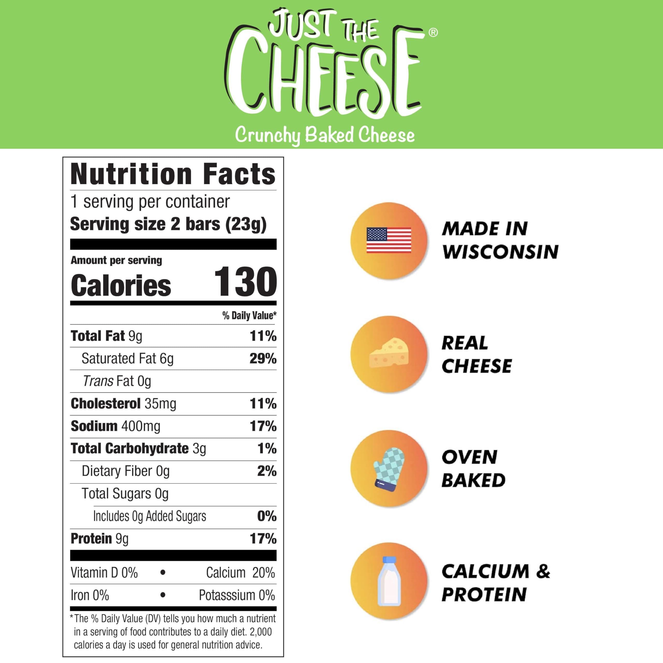 Just the Cheese Cheese Crisps - High Protein Baked Keto Snacks | 100% Real Cheese | Gluten Free & Low Carb | Jalapeno Flavor (0.8oz, Pack of 10) | Perfect for Keto Diet, Weight Loss & On-the-Go Healthy Snacking