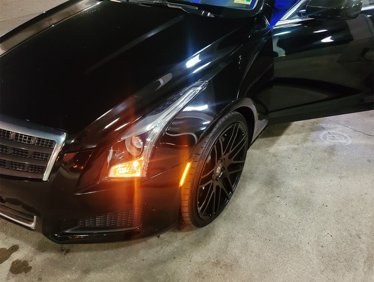 2020+ Cadillac CT5 Clear Lens Amber LED Strip Front Bumper Side Marker Lights - DRL Daytime Running Lights for Enhanced Visibility & Style