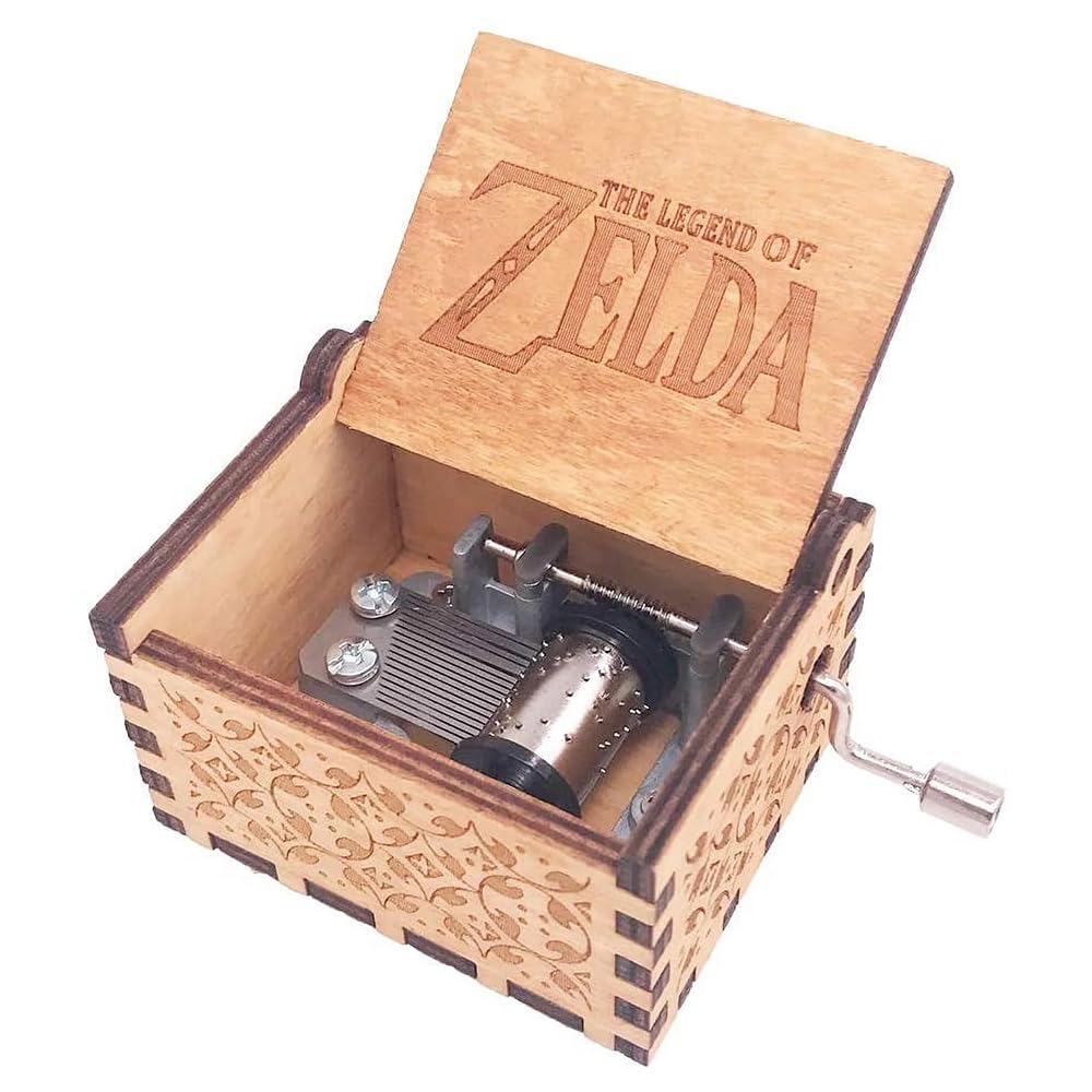 The Legend of Zelda Hand Crank Music Box - Wooden Carved Ocarina of Time Song of Storms Musical Box, Brown | Perfect for Zelda Fans, Gaming Room Decor & Collectible Gift