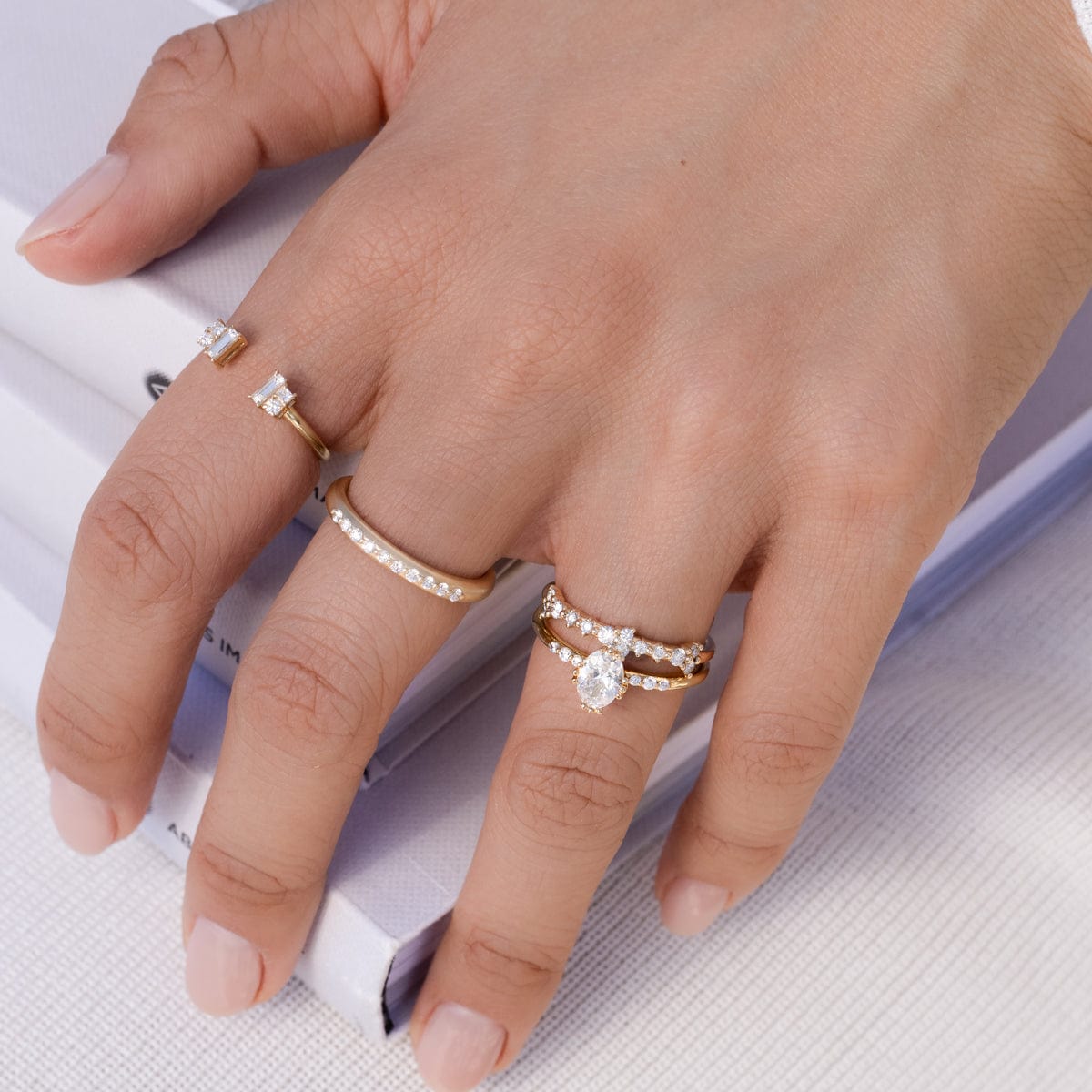 Exquisite 14K Gold Diamond Trio Ring for Women - Elegant Stackable Wedding Band, Anniversary Gift - Perfect for Engagements, Bridal Jewelry & Special Occasions