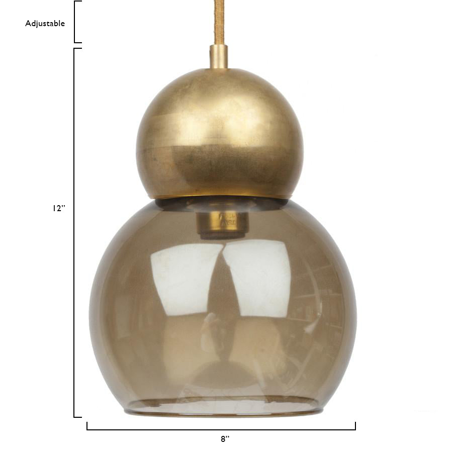 8 Inch Large Brass Double Bubble Pendant Light - Vintage Industrial Ceiling Fixture for Dining Room, Kitchen Island & Bar Lighting