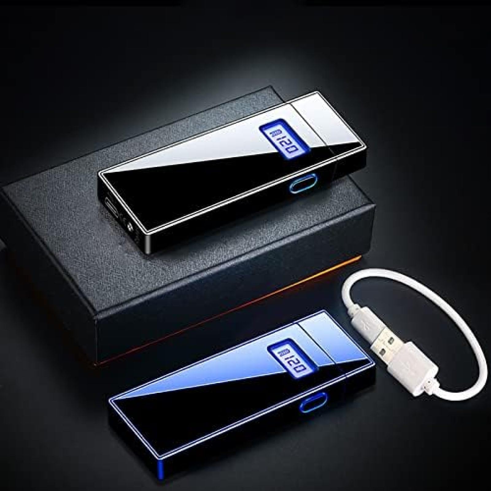 USB Rechargeable Electric Arc Lighter - Windproof & Flameless Plasma Lighter with Battery Indicator for Camping, BBQ, Outdoor Adventures | Bonny369