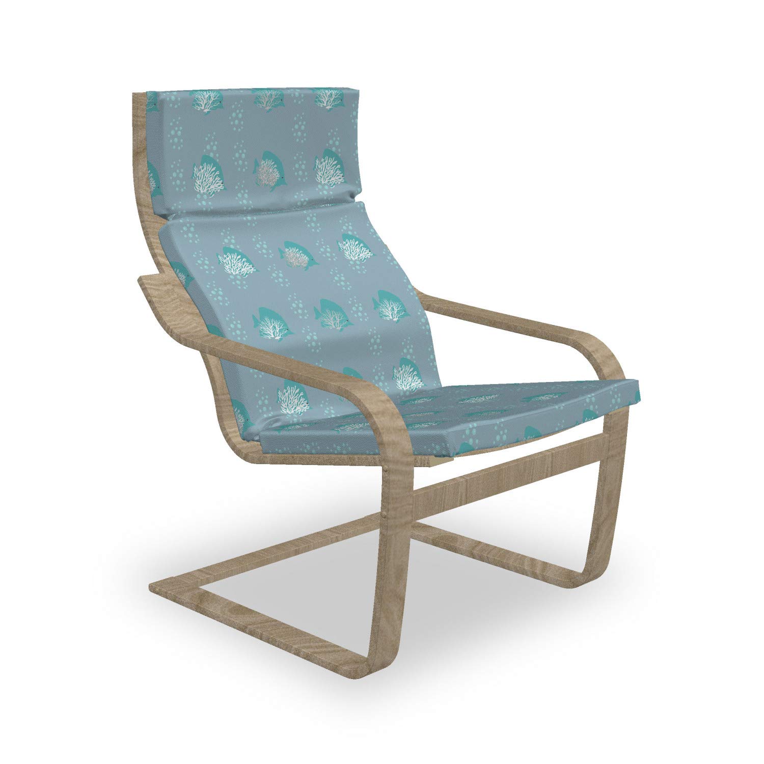 Ambesonne Fish Armchair Pad & Slipcover - Coral Double Exposure Bubbles Underwater Design - Soft Cushion Replacement with Removable Cover - Slate Blue Seafoam - Perfect for Living Room, Bedroom & Office Decor
