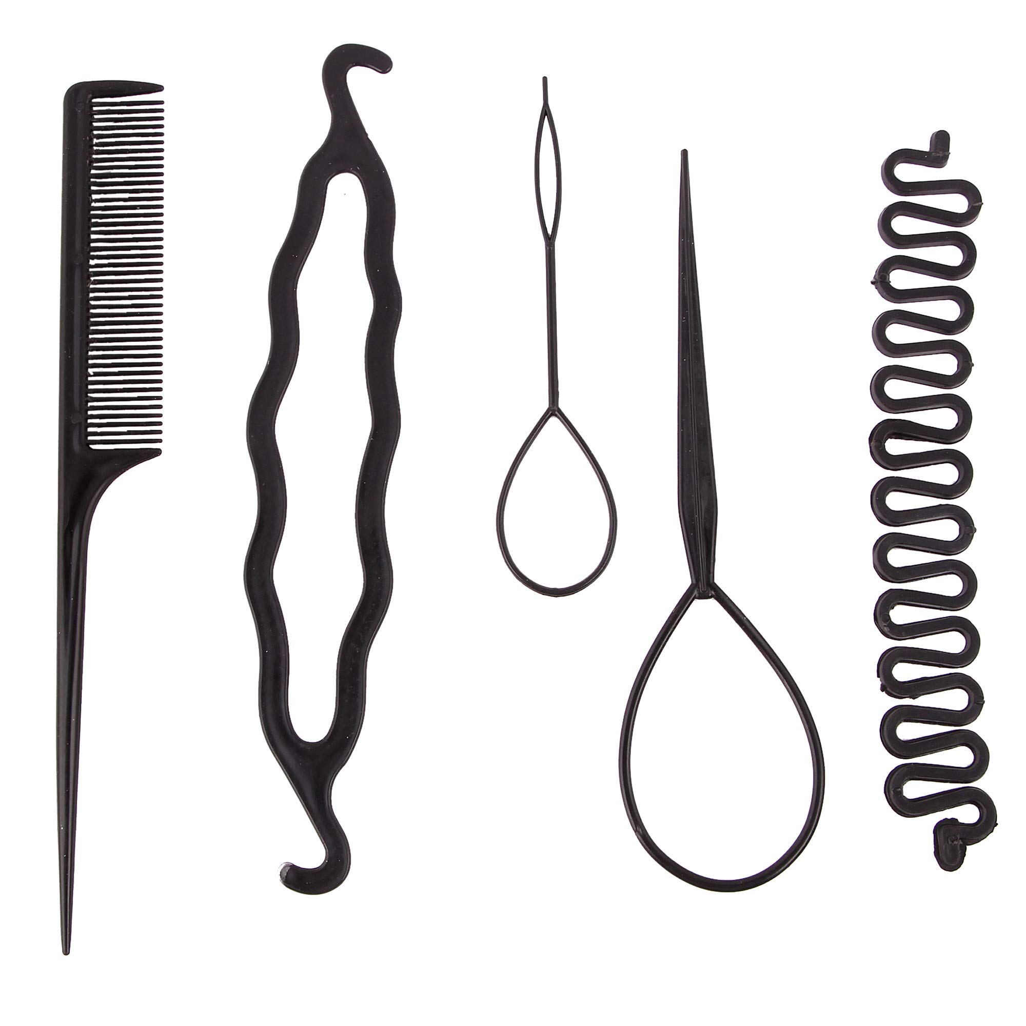 MAHEK ACCESSORIES Hair Styling Braid Tool Set - 5 Piece Multicolor Hair Braiding Kit for Women & Girls | Perfect for DIY Hairstyles, Parties, Weddings & Cosplay