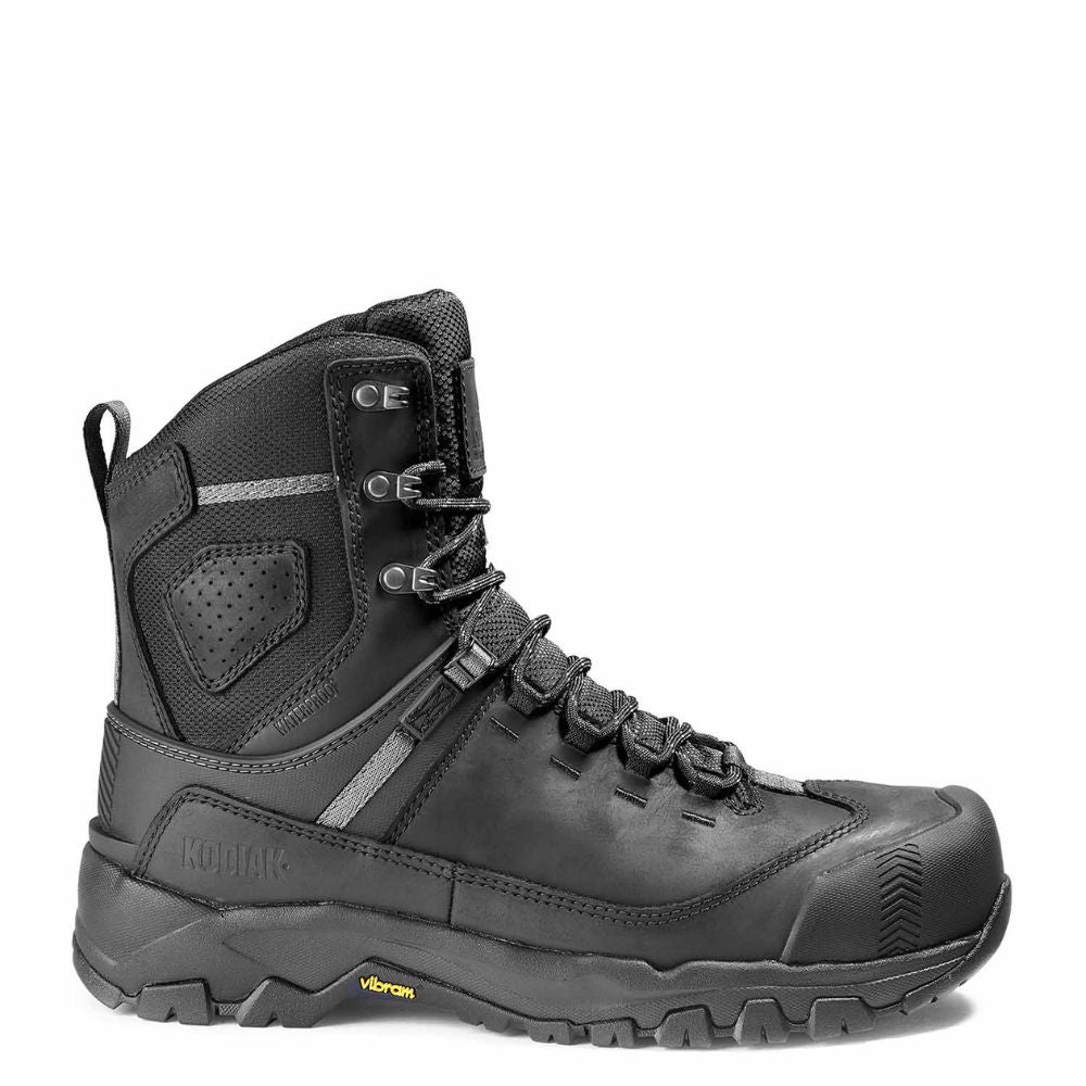 Kodiak Quest Bound Men's 8 Inch Waterproof Steel Toe Work Boots - Black (KD0A4THHBLK) | Slip Resistant & Comfortable for Construction, Hiking & Outdoor Work