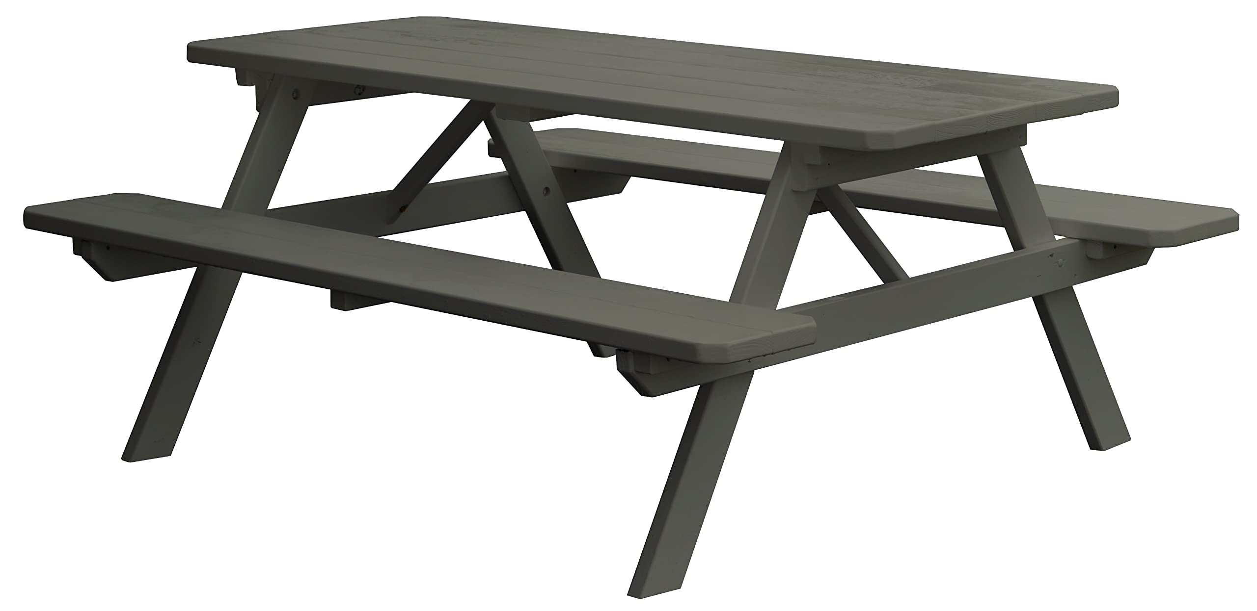 Furniture Barn USA 6-Foot Pine Wood Dining Table with Attached Benches in Olive Gray - Perfect for Farmhouse Kitchens, Dining Rooms & Outdoor Entertaining