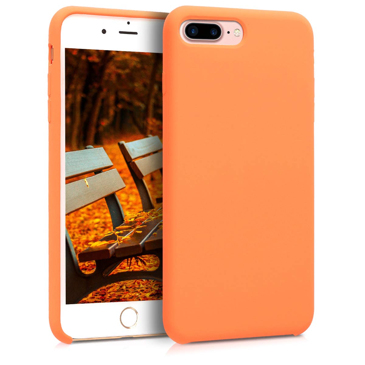 kwmobile Shockproof TPU Silicone Case for Apple iPhone 7 Plus/iPhone 8 Plus - Soft Protective Phone Cover in Fruity Orange - Perfect for Daily Use, Outdoor Activities & Travel Protection