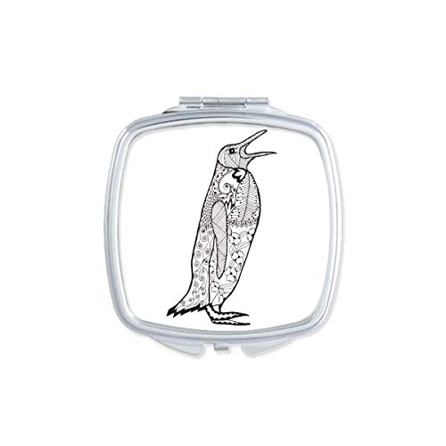 DIYthinker Cute Penguin Animal Portrait Sketch Mirror - Portable Compact Pocket Makeup Mirror with Double Sided Glass for Travel, Home, and Office Use