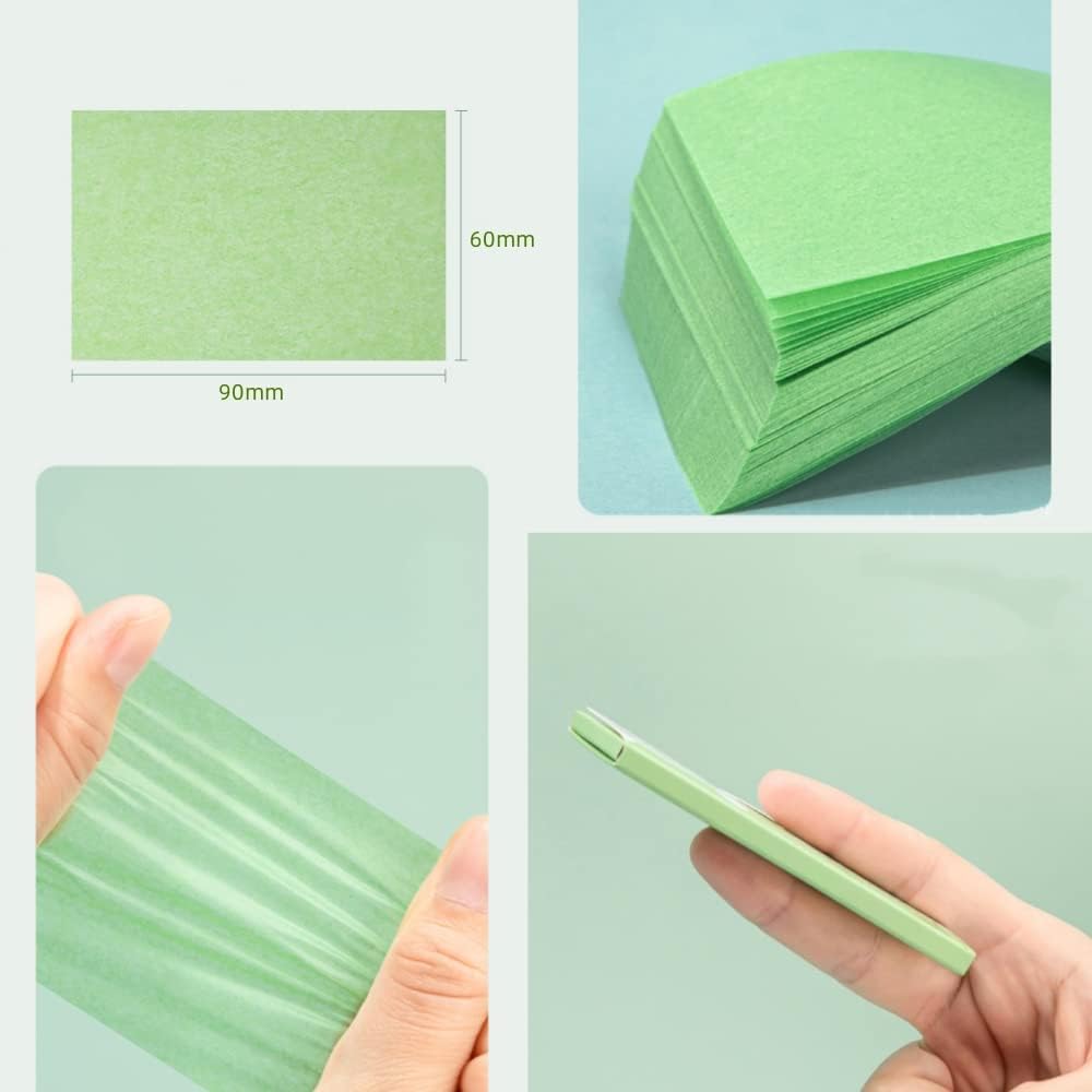 THECLOUDMALL® 100-Pack Bamboo Charcoal & Green Tea Oil Absorbing Sheets for Face - Natural Oil Blotting Paper for Oily Skin, Shine Control & Makeup Touch Ups - Perfect for Travel, Gym & Daily Skincare Routine