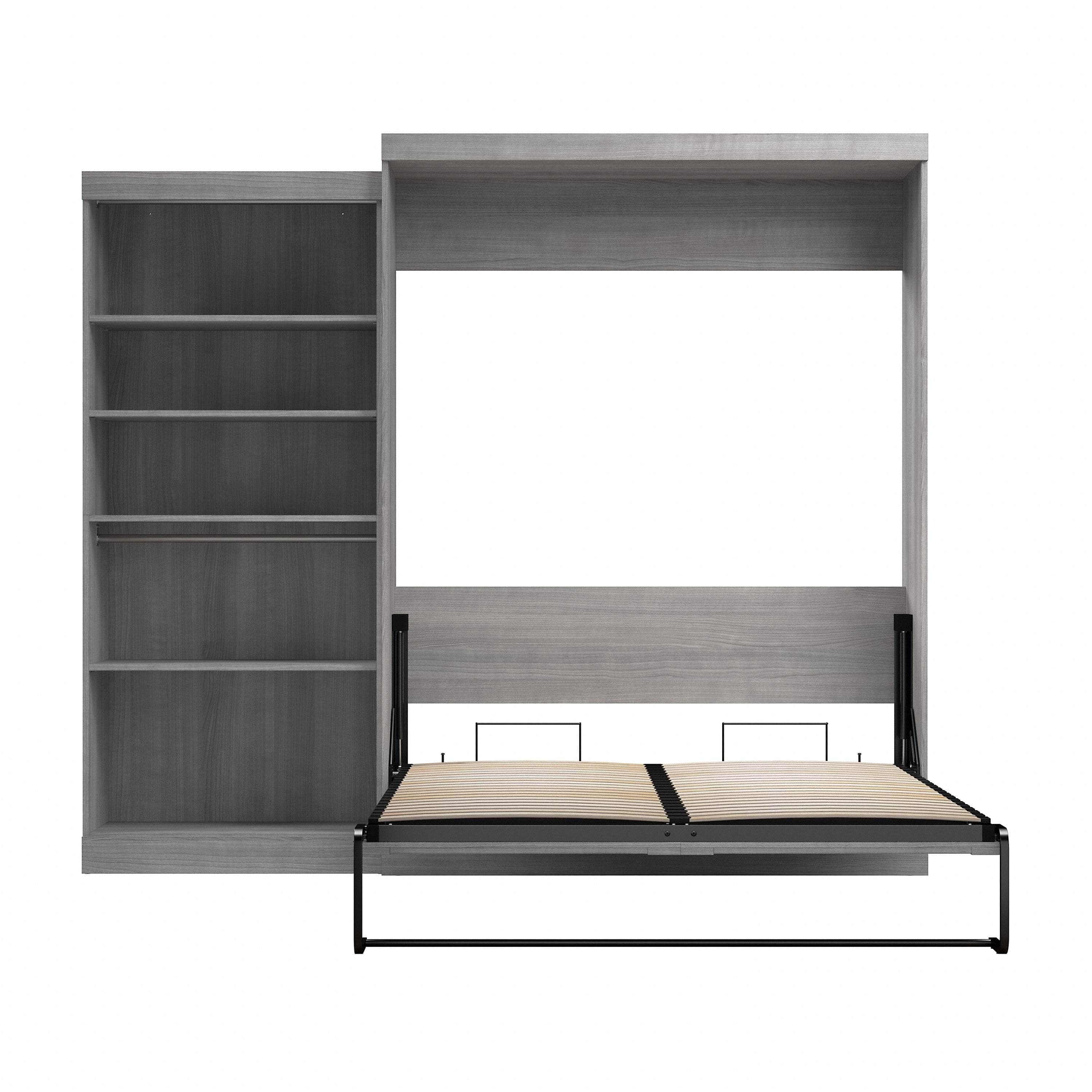 Pur Queen Murphy Wall Bed with Closet Organizer (101W) - 7 Color Options | Space-Saving Wall Bed for Small Apartments, Guest Rooms & Home Offices