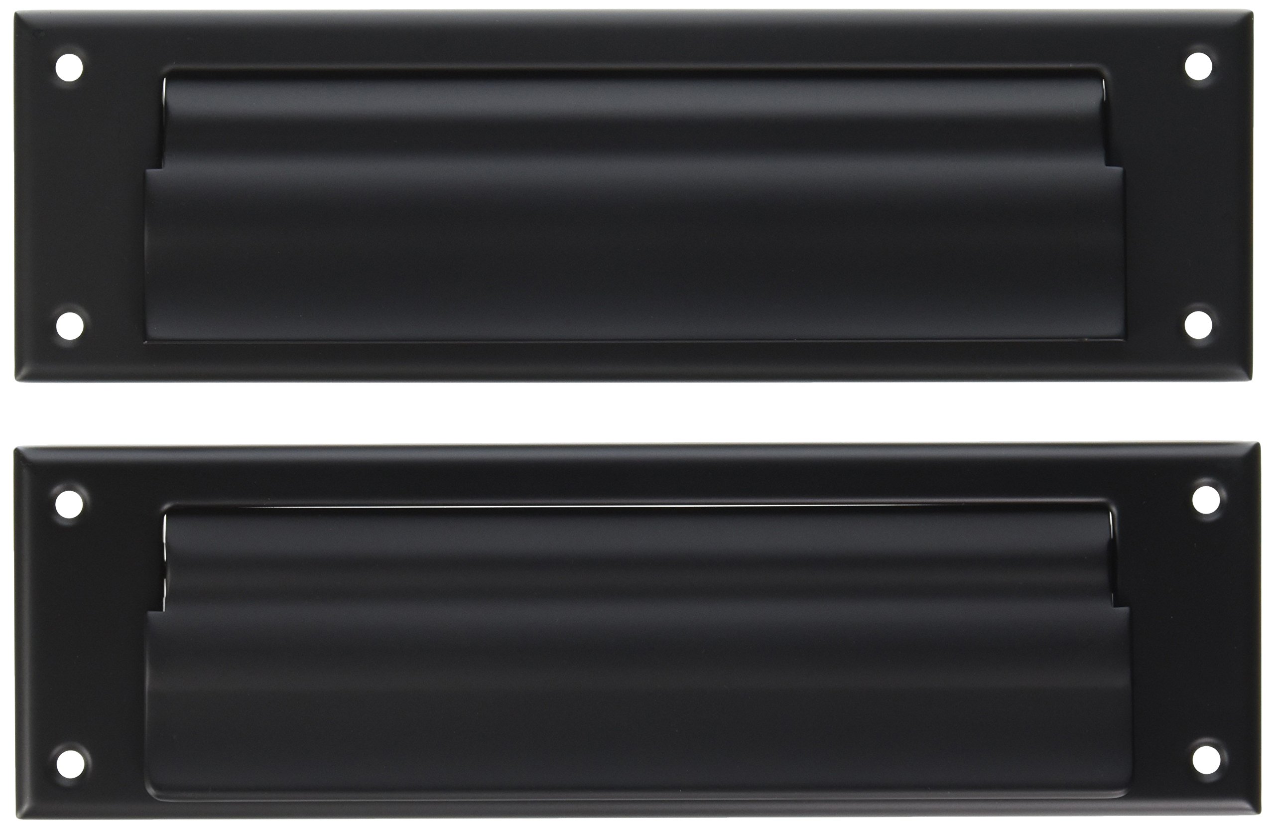 Baldwin 0017190 Black Letter Box Plate - Durable Mail Slot Cover for Front Door, Perfect for Home & Office Security