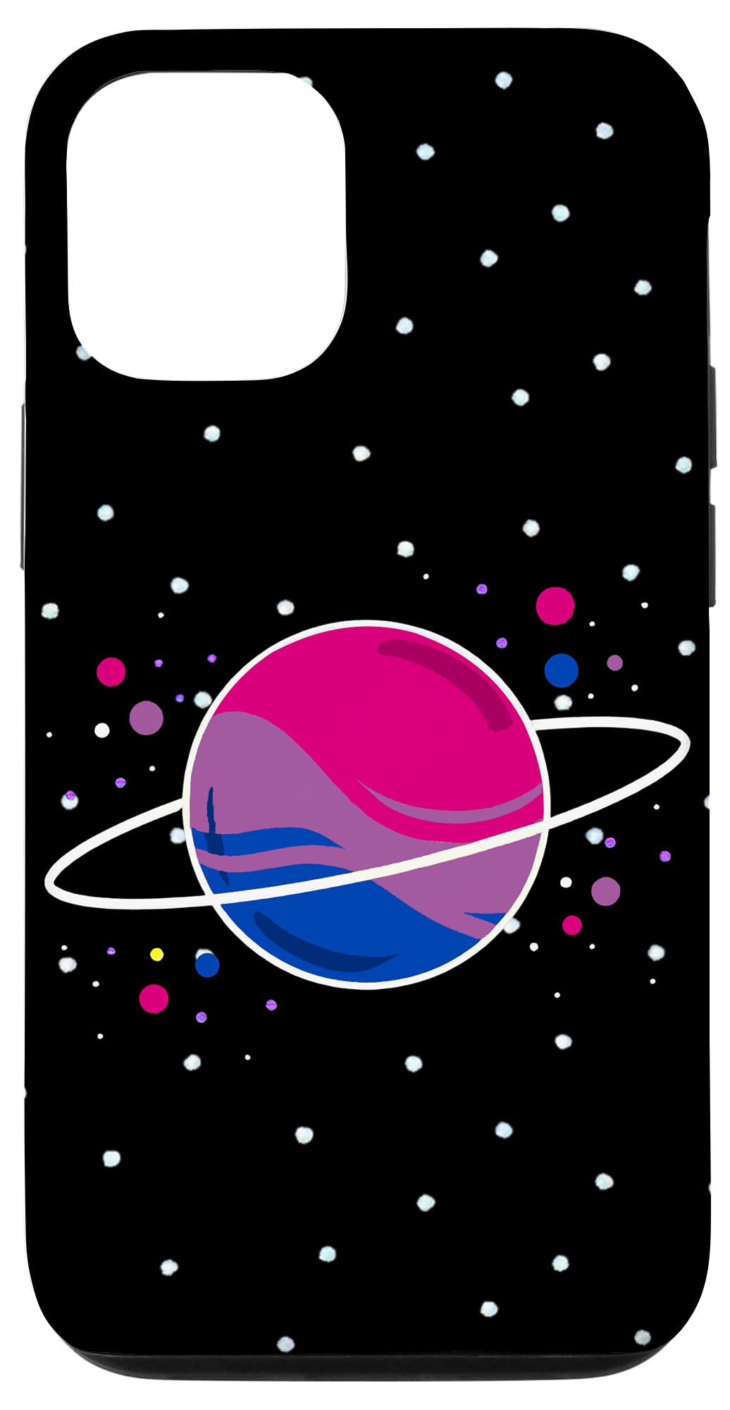 iPhone 12/12 Pro Case - LGBT Pride Flag Design with Outer Space Planets - Bisexual & Bi Pride Aesthetic Phone Cover for LGBTQ+ Community - Perfect for Pride Month, Everyday Use & Showing Support