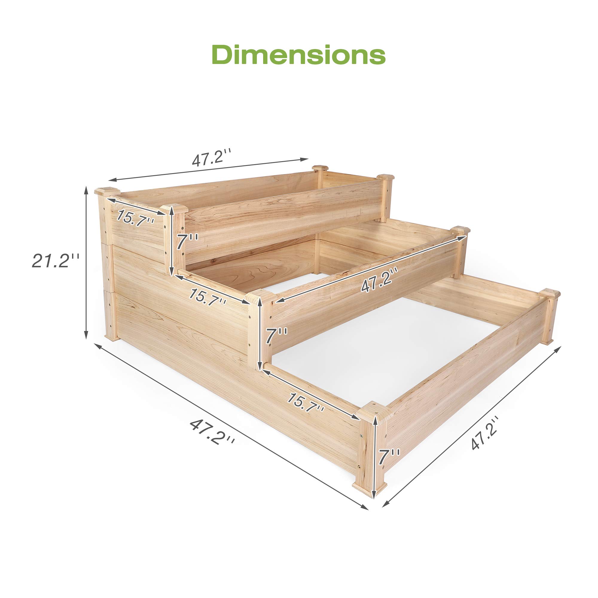 3 Tier Raised Garden Bed Kit - Elevated Outdoor Wood Planter Box for Vegetables, Flowers & Herbs | Perfect for Patio, Backyard & Small Space Gardening