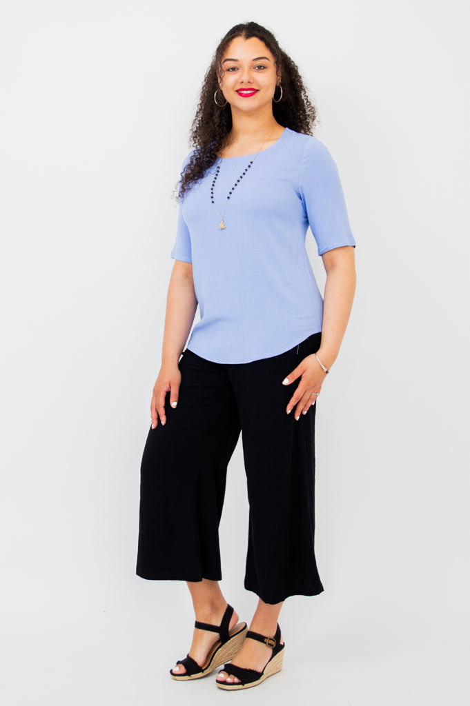 Liza Women's Bamboo V-Neck Top in Periwinkle Blue - Soft & Breathable Casual Shirt for Summer Outfits, Workwear & Weekend Wear