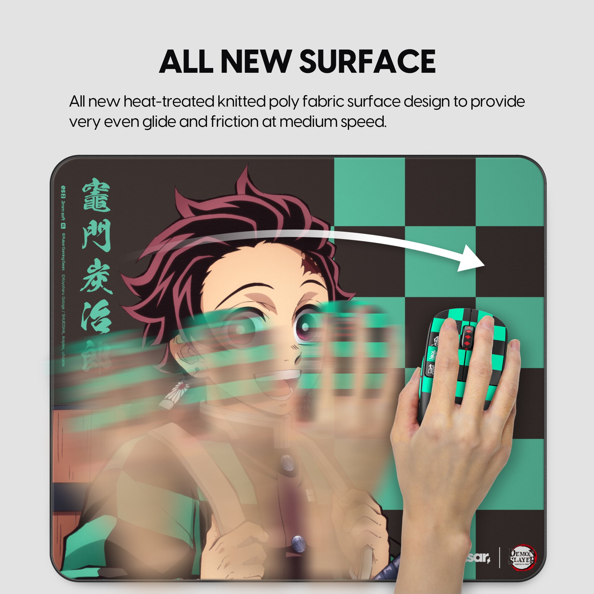 Pulsar ES2 Gaming Mouse Pad - Tanjiro Demon Slayer Edition | Non-Slip Large Mouse Mat for PC, Laptop, Office & eSports | Ultra Smooth Surface for FPS, MOBA & MMO Games
