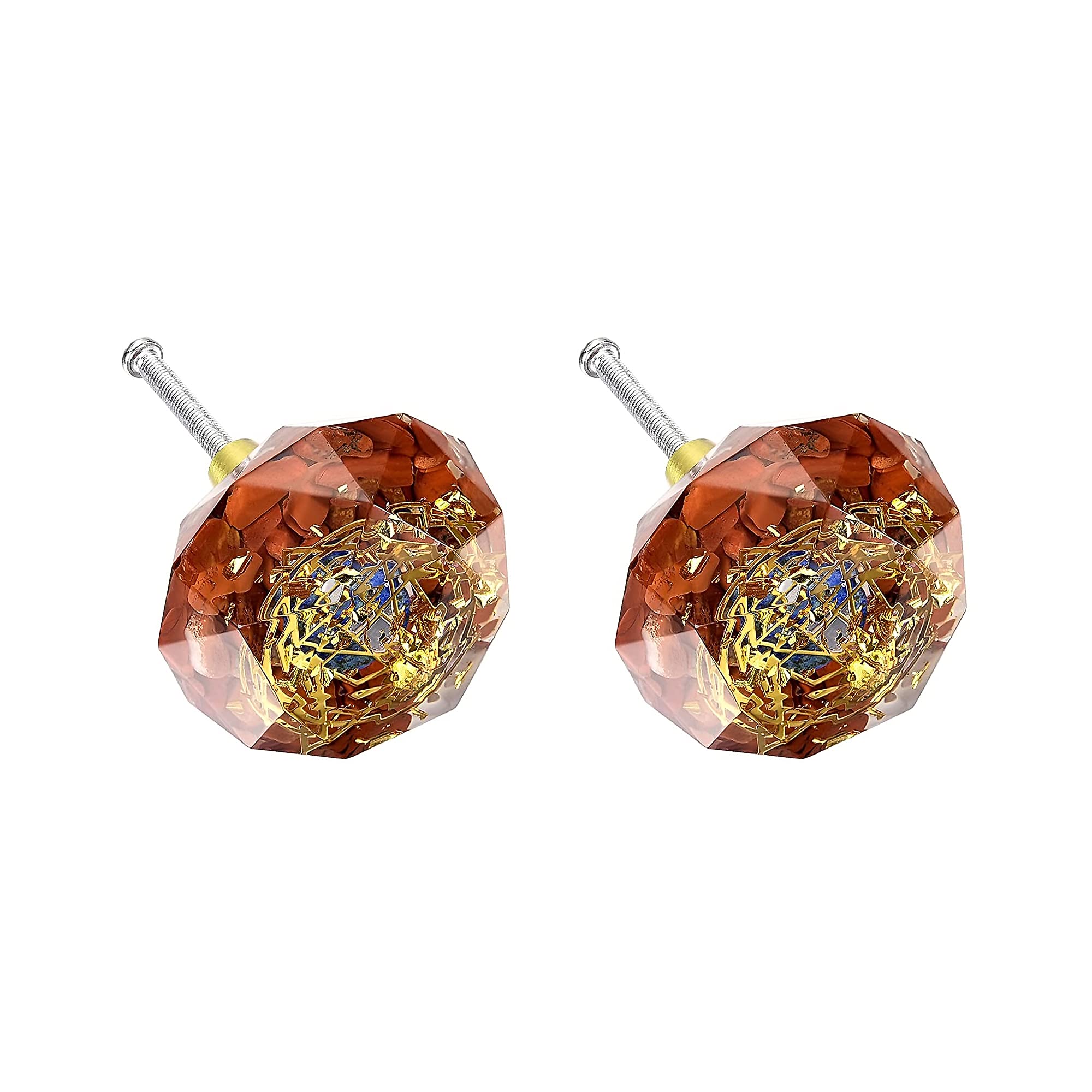 Red Jasper Crystal Drawer Knobs - 2 Pack for Kitchen & Wardrobe