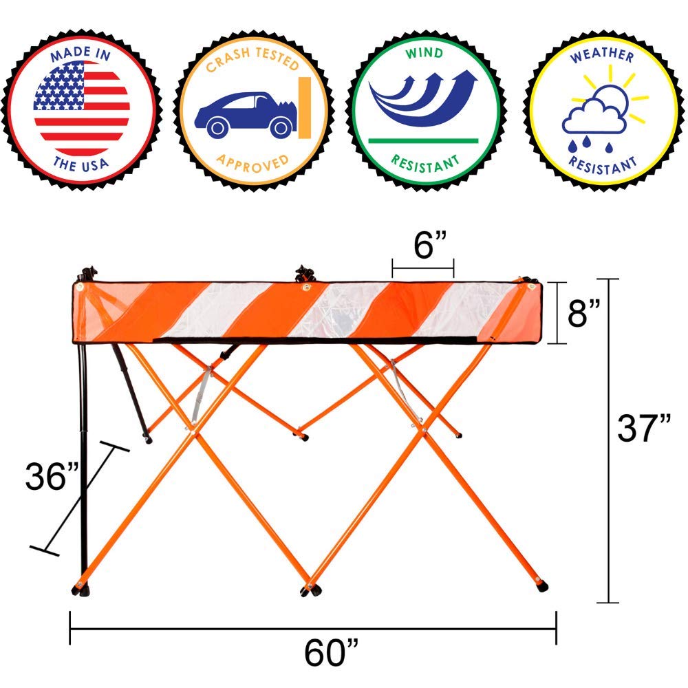 5FT Orange Safety Barricade - Portable Expanding Security Barrier for Construction, Events & Crowd Control | Heavy-Duty Traffic Safety Fence