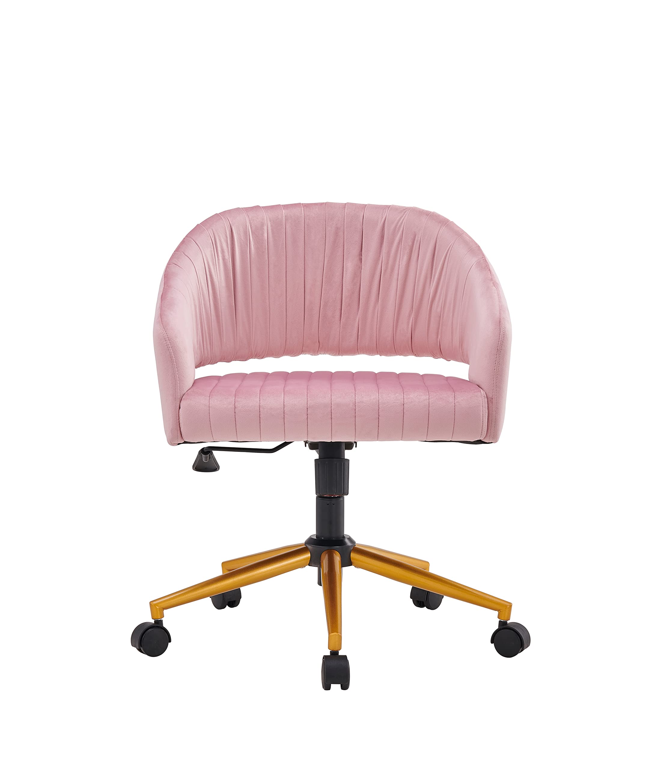 Luxury Pink Velvet Office Chair - Modern Swivel Adjustable Desk Chair with Mid-Back Support for Home Office, Vanity & Study Room - Soft Velvet Task Chair for Women, Girls & Teens (Pink)