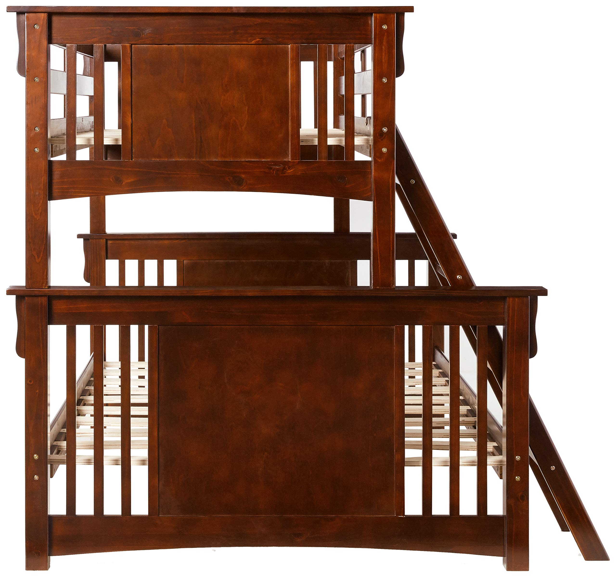 Furniture of America Concord Twin/Full Bunk Bed in Dark Oak Finish - Perfect for Kids' Bedrooms, Guest Rooms & Space-Saving Solutions