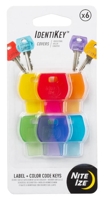 Nite Ize Identikey Key Covers 6 Pack - Durable Silicone Key Identifier Caps for Home, Office & Travel Organization (6-Piece Set)