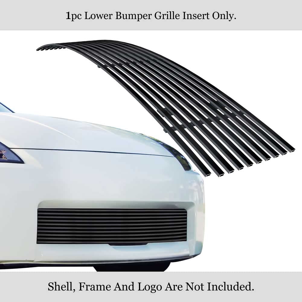 APS Compatible with Nissan 350Z 2006-2007 Lower Bumper Black Billet Front Grill Grille Insert N65414H - Upgrade Your Car's Style & Protection for Daily Driving & Car Shows