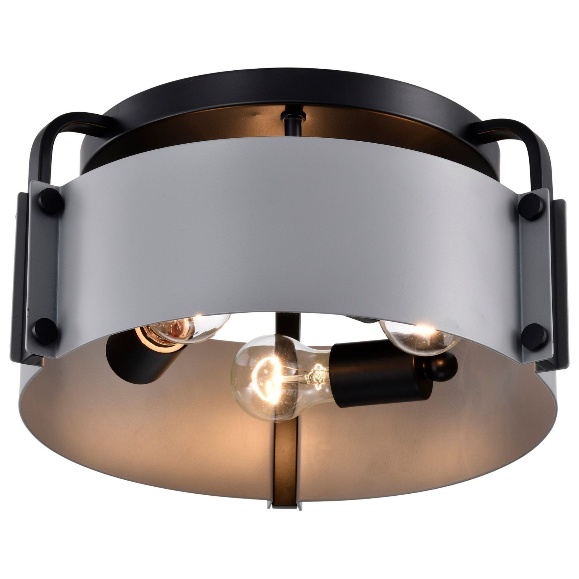 Altos 14 Inch 3-Light Semi Flush Mount Ceiling Light Fixture - Matte Gray & Matte Black Finish - Perfect for Bedroom, Kitchen, or Hallway Lighting