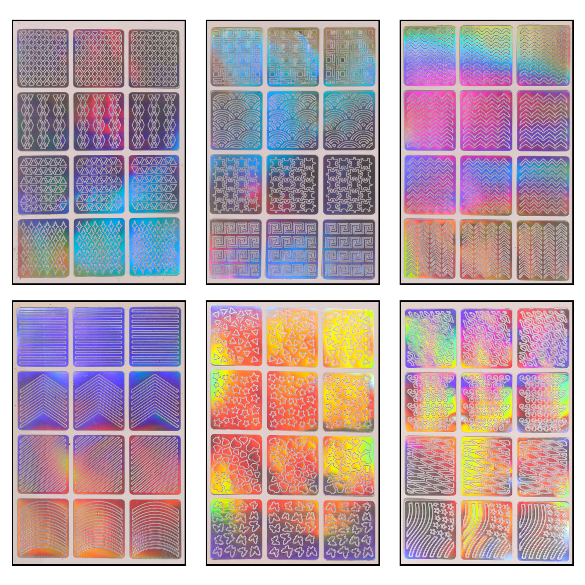 BEROMT Holographic Nail Stickers - 3 Random Designs (BNS1010H) | DIY Nail Art Decals for Home Manicures & Party Nail Decorations