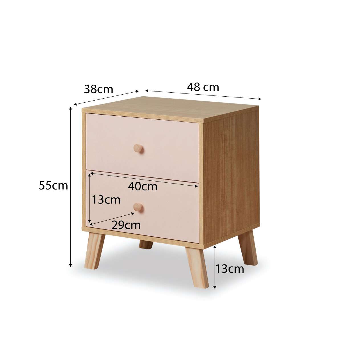 Modern Pink Aspen Bedside Table - Stylish Nightstand with Drawer for Bedroom Decor, Small Space Furniture - Perfect for Bedside Storage, Apartment Living, and Guest Rooms