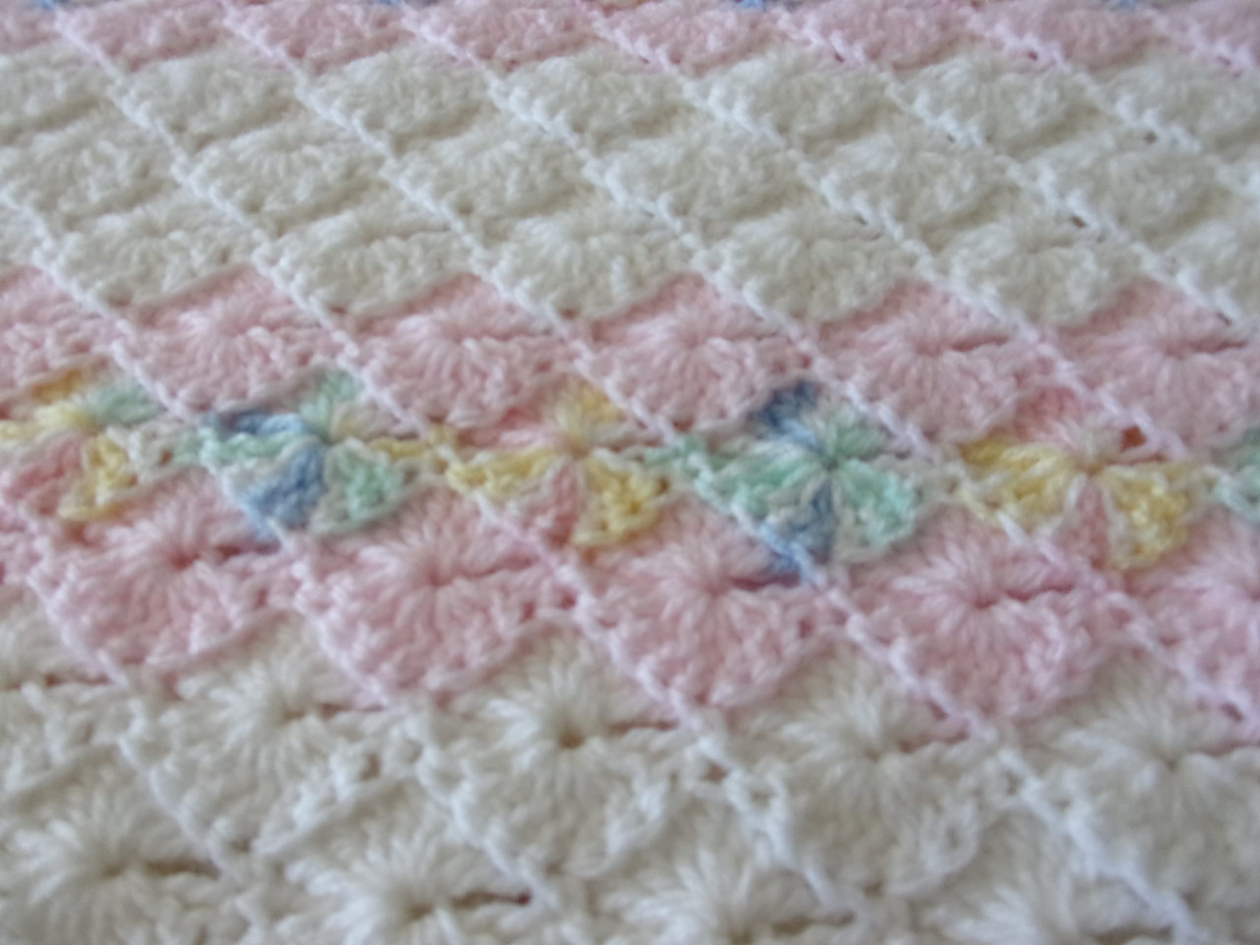 Handmade Crocheted Baby Blanket - Soft Pink & White Afghan Throw - Double Shell Stitch Design - Perfect for Nursery, Gift, or Photo Props