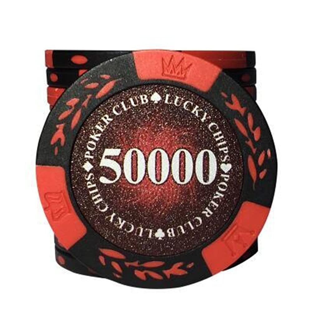 Premium 14g Texas Hold'em Poker Chips Set - 25Pcs/Lot Double Color Crown Sticky Clay Casino Chips for Baccarat, Mahjong & Board Games (50000 Face Value) - Perfect for Home Game Nights, Casino Parties & Poker Tournaments