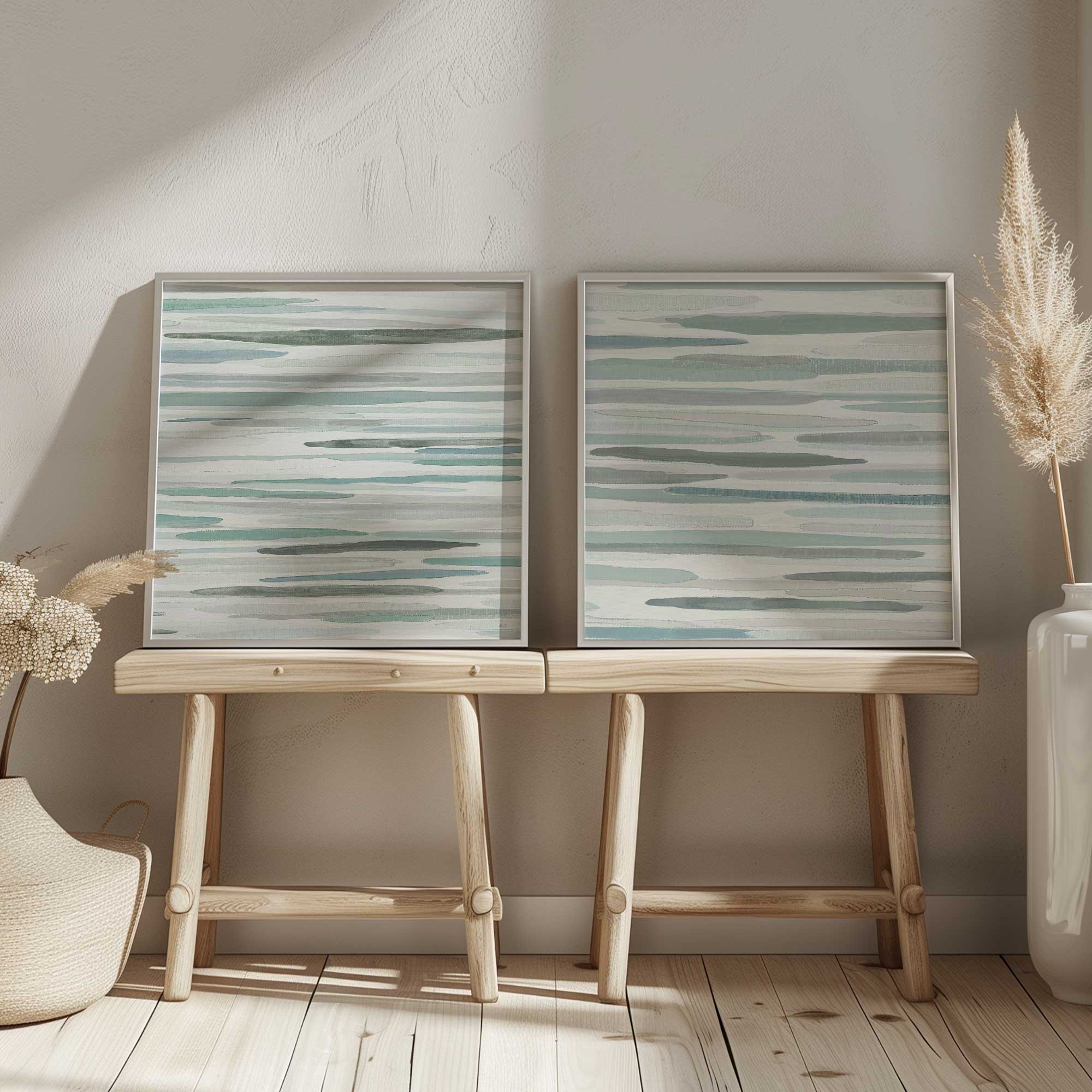 Cresting Calm Set of 2 Wall Art Prints on Archival Matte Paper - Coastal Beach Decor for Living Room, Bedroom & Office