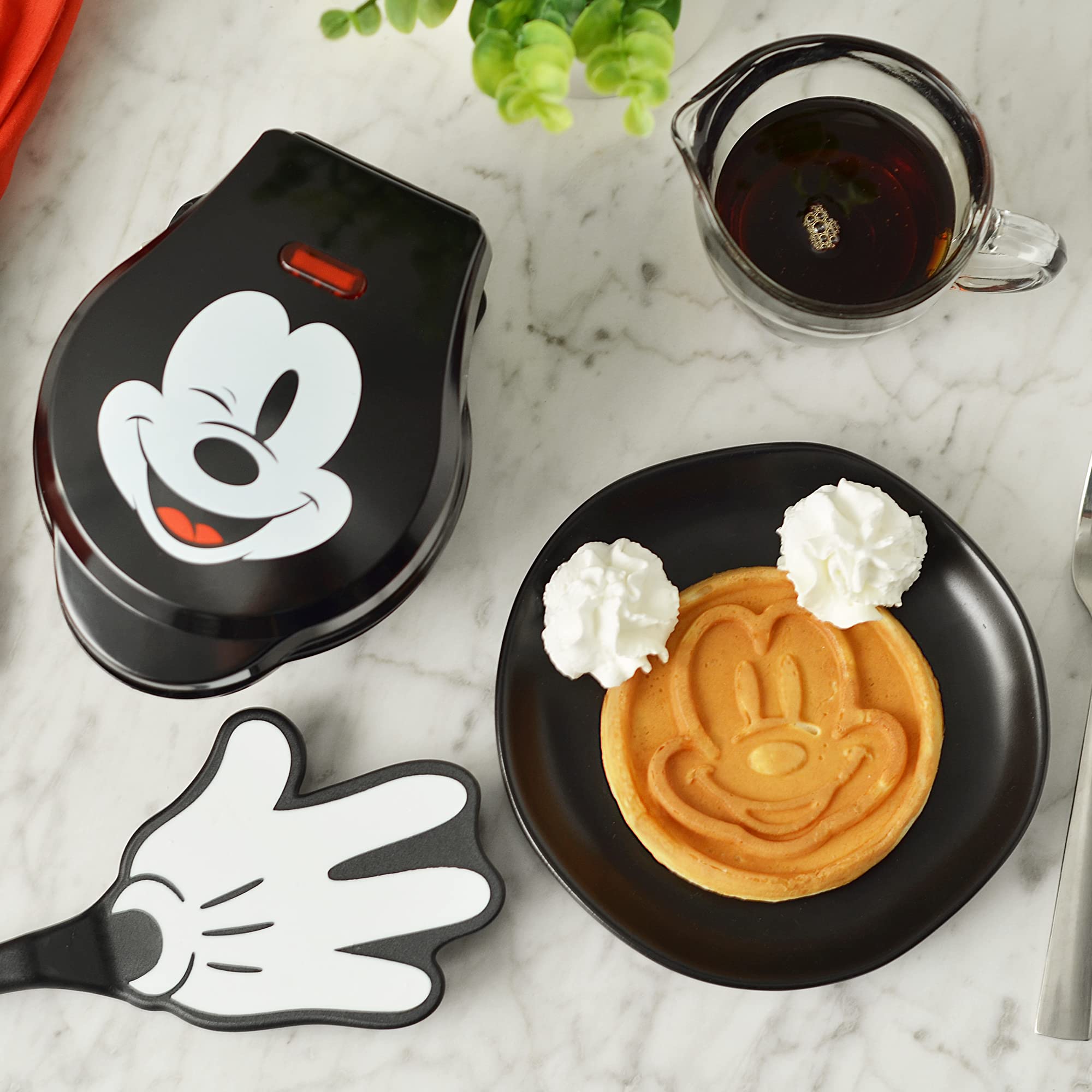 Disney Mickey Mouse 4-Inch Mini Waffle Maker for Kids - Cute Breakfast Maker with Non-Stick Surface - Perfect for Pancakes, Waffles & Sandwiches at Home, School or Parties