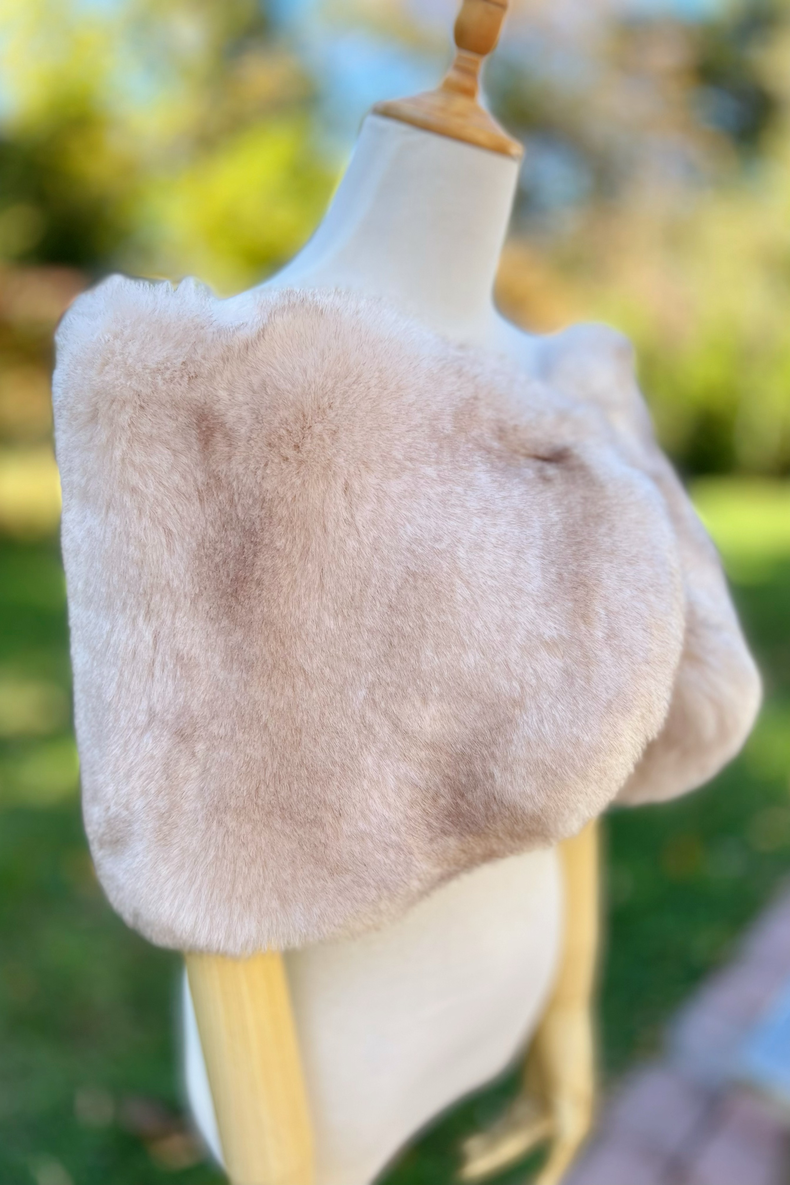 Serena Pea01 Blush Peach Fur Wrap - Soft Cozy Winter Shawl for Women, Perfect for Weddings, Parties & Cold Weather