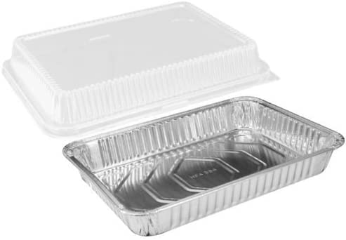Disposable 9x13 Aluminum Foil Pans with Dome Lids - Half Size Deep Steam Table Pans for Baking, Cooking & Food Storage (100 Pack) | Perfect for Cakes, Bread, Meatloaf, Lasagna | Ideal for Catering, Parties & Meal Prep