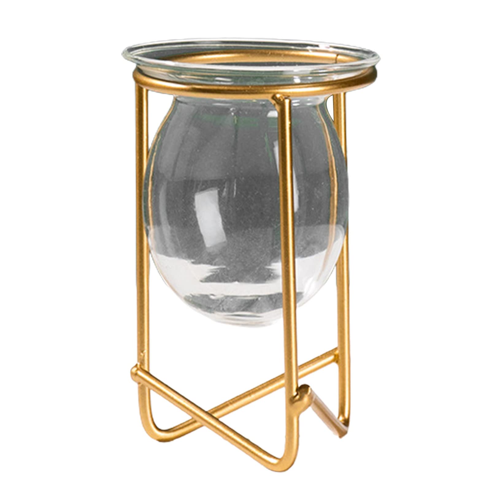 Lanskou Detachable Glass Vase with Wrought Iron Base - Transparent Elegant DIY Hydroponic Planter for Flowers, Home Decor, Wedding Centerpieces (Golden Tall Version) - Perfect for Indoor Gardening, Tabletop Decor, and Gift Giving