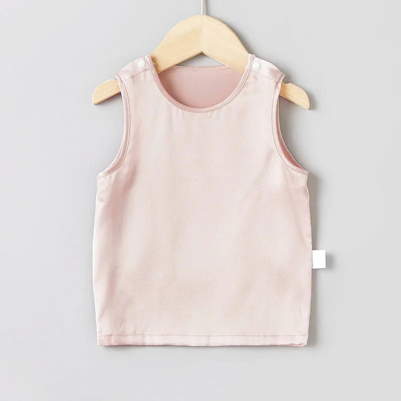 Premium Baby Silk Tank Top - Soft Round Neck Sleeveless Blouse for Infants & Toddlers - Perfect for Summer, Playdates & Special Occasions