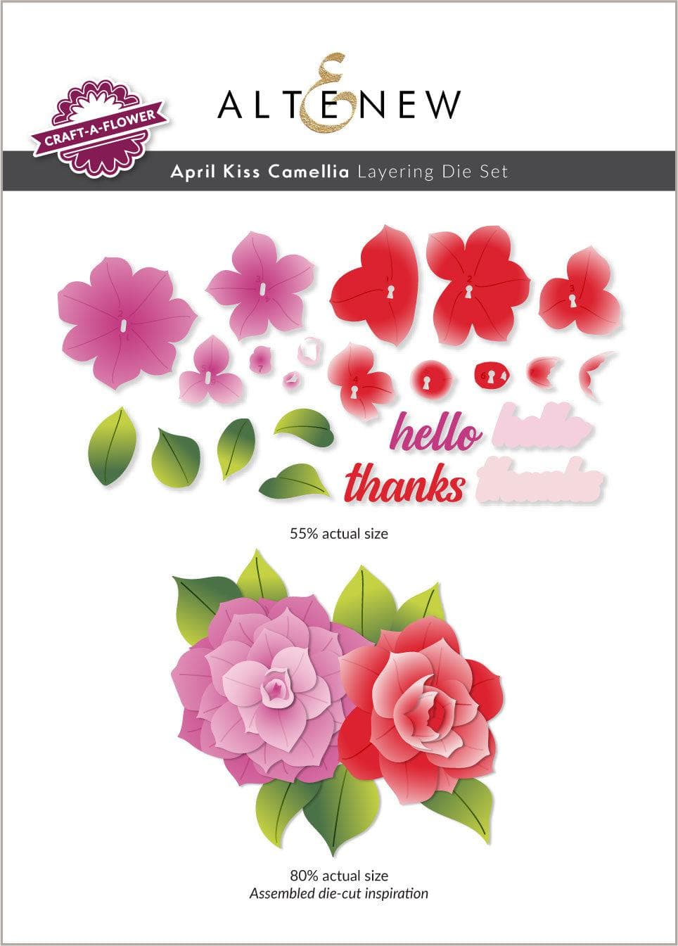 April Kiss Camellia Layering Die Set for Paper Flowers - DIY Scrapbooking, Card Making & Home Decor Craft Supplies