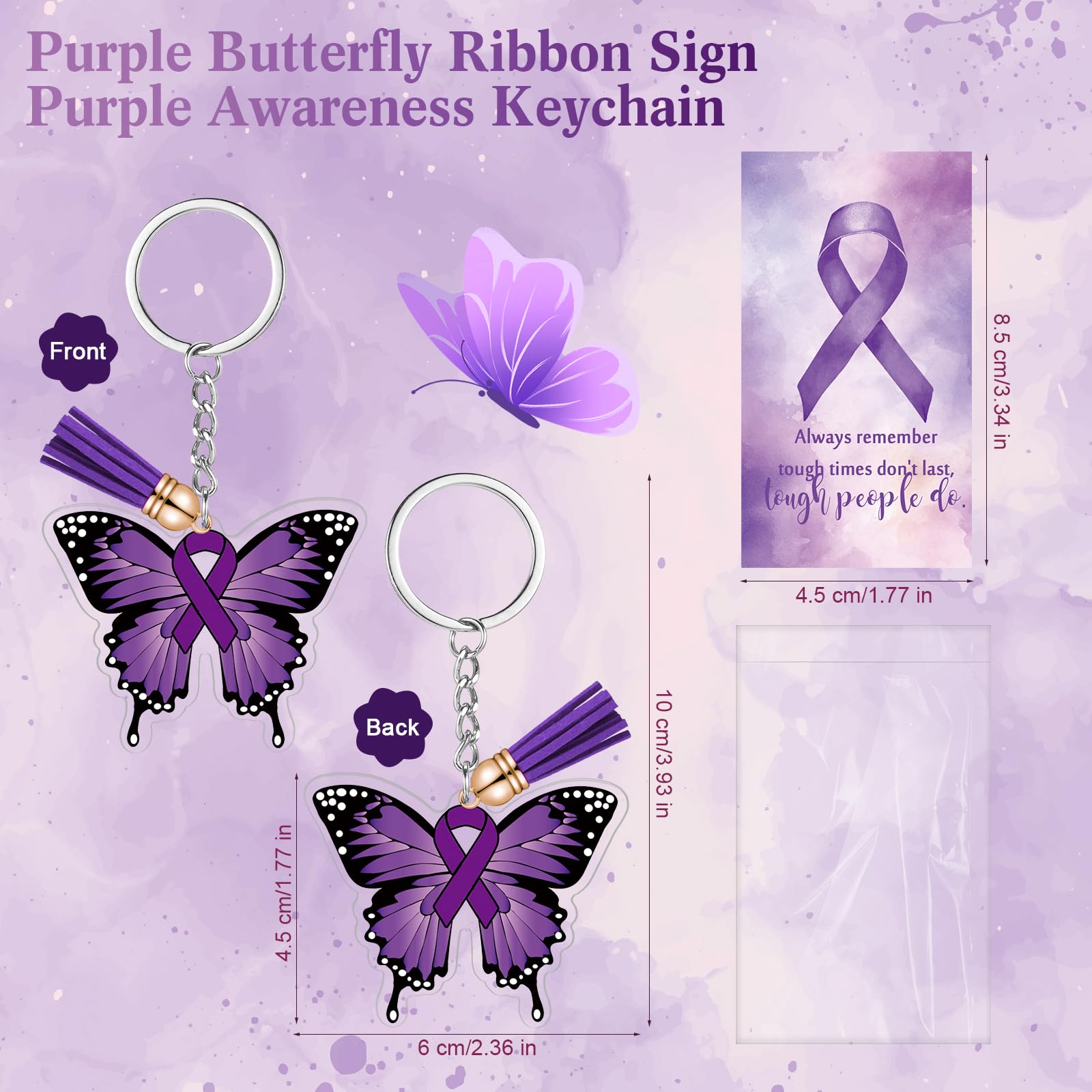 Butterfly Cancer Awareness Keychain - Inspirational Ribbon Keyring with Card - Thoughtful Gift for Women Survivors & Supporters - Perfect for Fundraisers, Awareness Events & Daily Encouragement