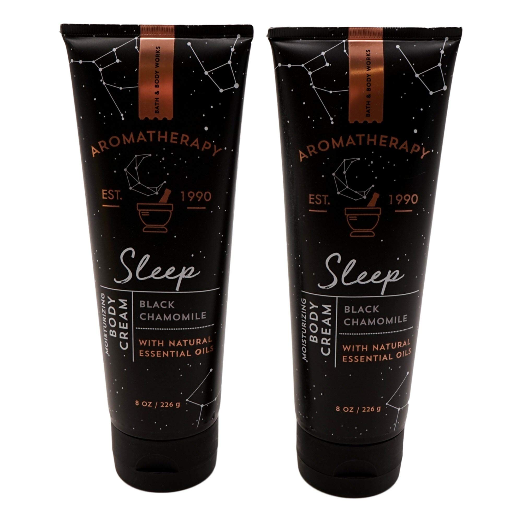 Bath and Body Works 2-Pack Aromatherapy Sleep Black Chamomile Body Cream - 8 Oz Each | Relaxing Nighttime Moisturizer for Stress Relief & Better Sleep