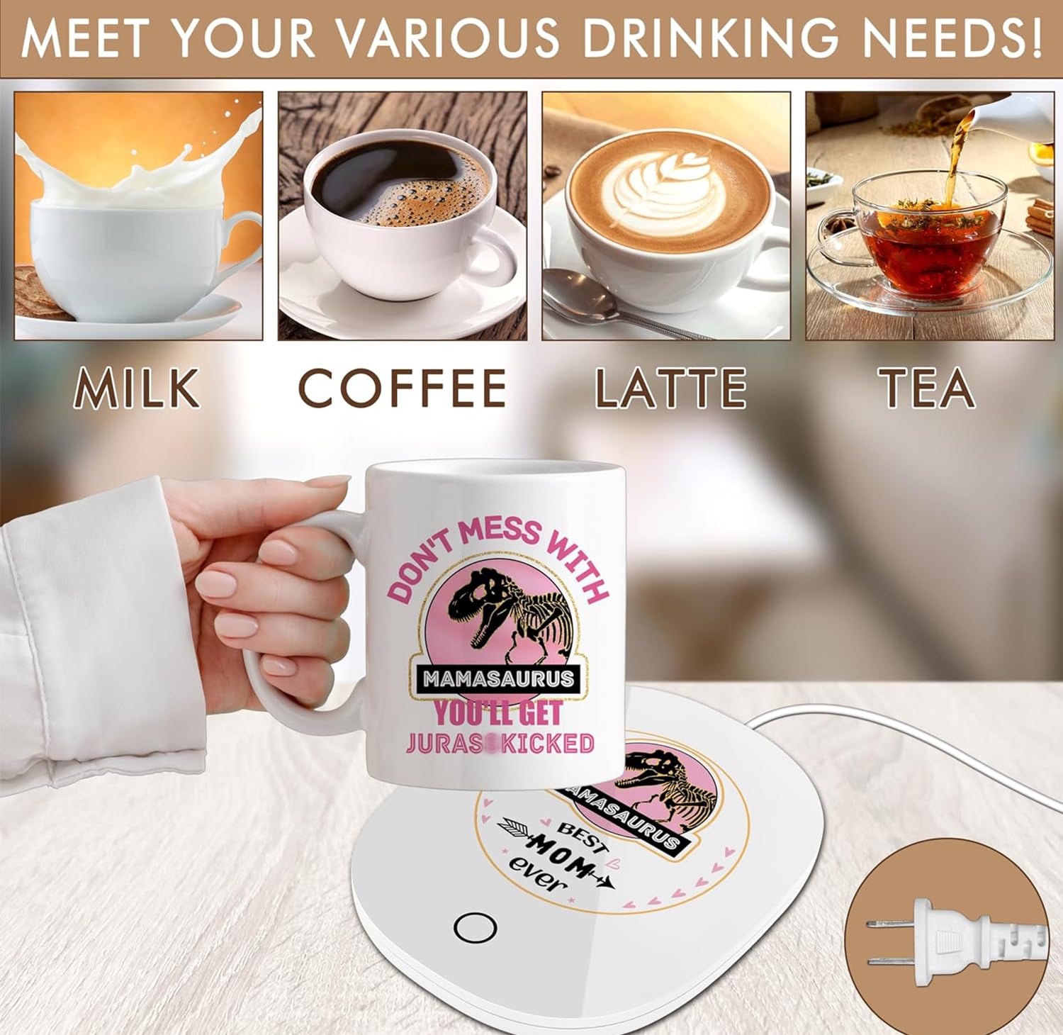 **Best Christmas Gifts for Mom from Daughter - Thoughtful Coffee Mug Warmer Set - Perfect for Holidays, Birthdays & Mother's Day - Keep Her Coffee Warm at Home or Office**