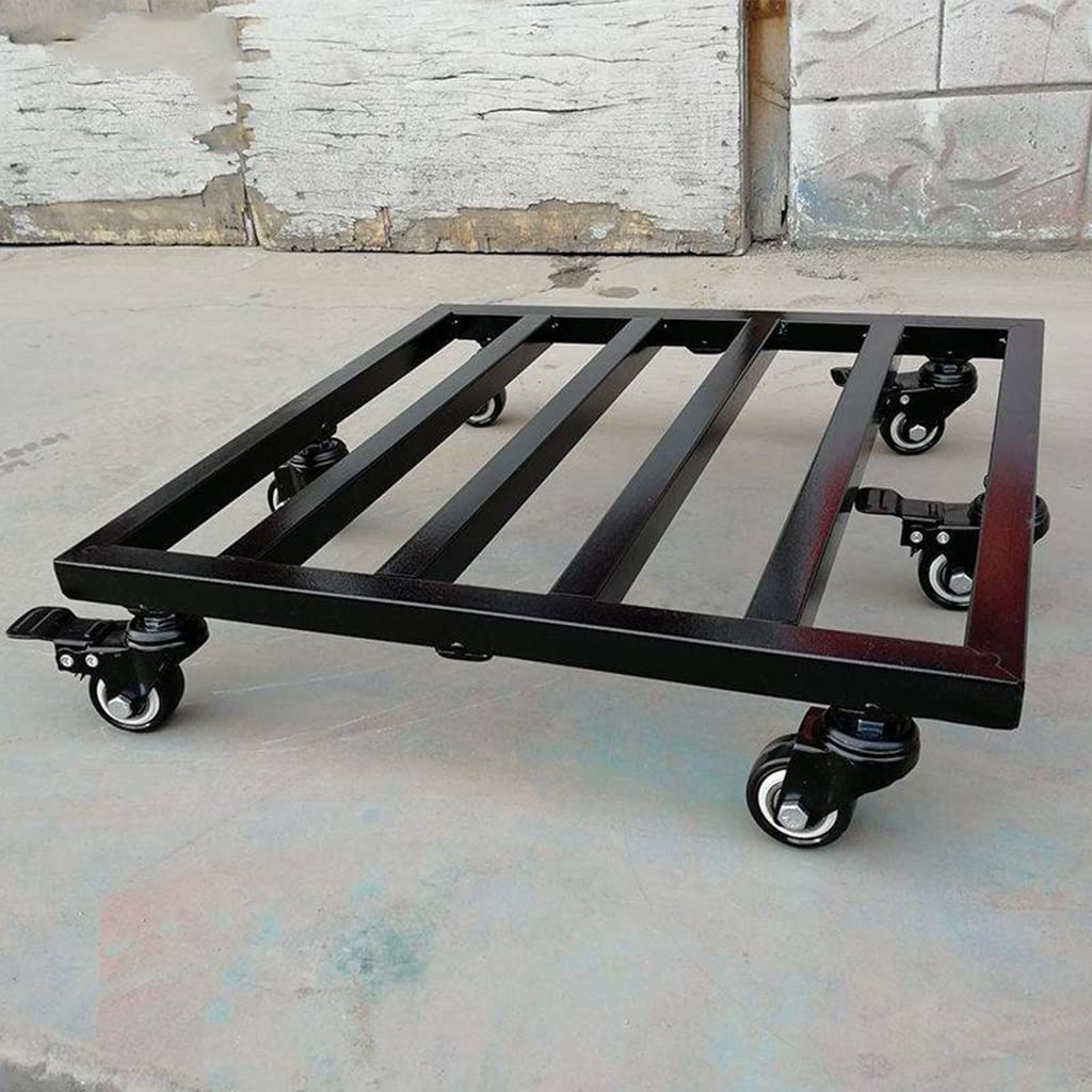 Heavy Duty 18-inch Black Metal Plant Stand with 6 Wheels - Square Iron Rolling Plant Caddy for Indoor/Outdoor Use - Mobile Flower Pot Holder for Garden, Patio, and Home Decor - Durable Plant Dolly with Smooth Rollers