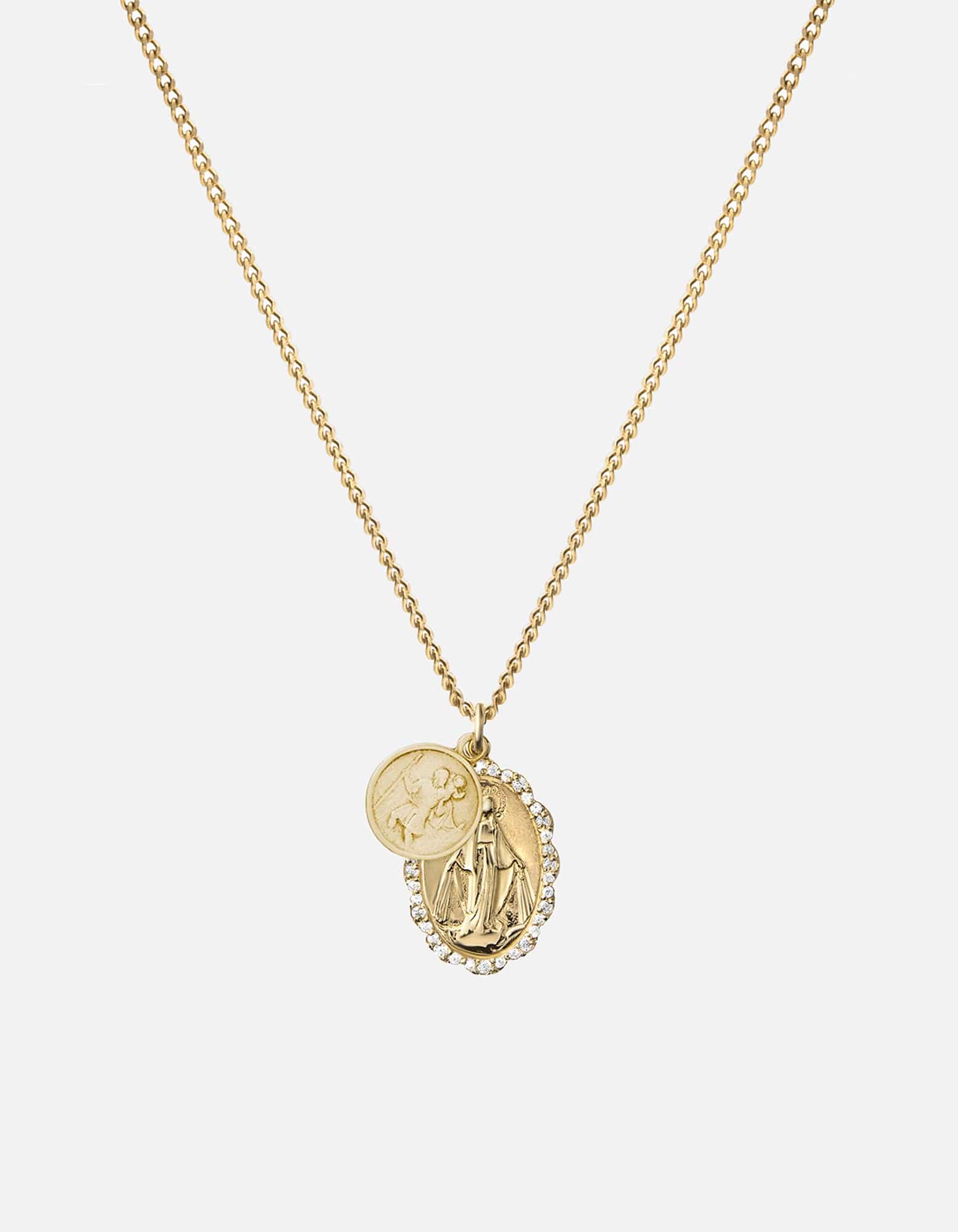 Mini Saints Necklace - 14k Gold Pavé Religious Pendant for Women - Perfect for Gifts, Baptism, First Communion & Everyday Wear